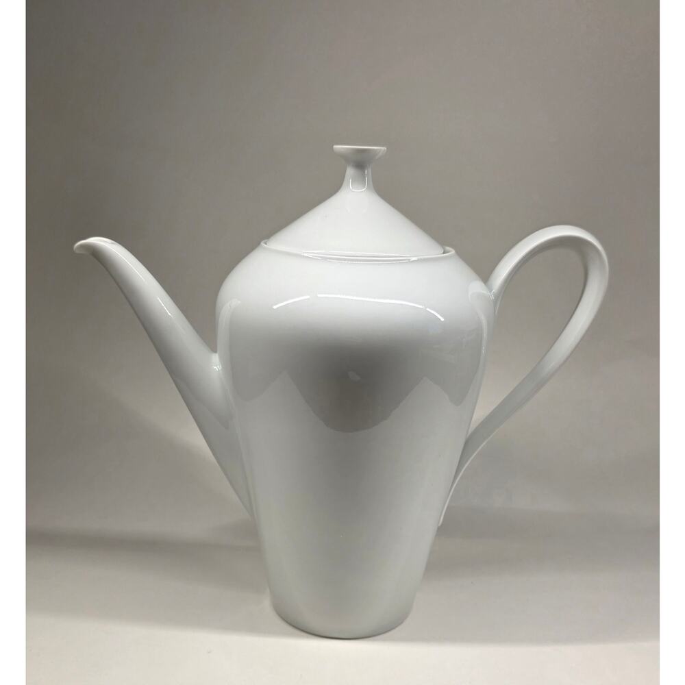 Heinrich H&C Bavaria Germany White Porcelain Coffee Pot Teapot 9.5" Lid